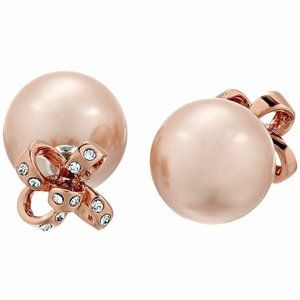 KATE SPADE ROSE GOLD TIE BOW REVERSIBLE EARRINGS